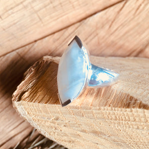 Rainbow Moonstone "marquee' shaped ring