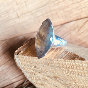 Labradorite "marquee" shaped ring