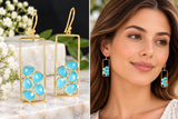 "Mozaic" Aqua chalcedony earring