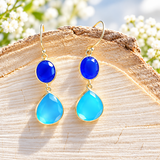 Double chalcedony drop earrings in sterling silver