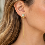 dangle blue topaz chain earrings