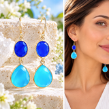 Double chalcedony drop earrings in sterling silver