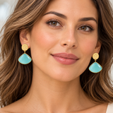 Large Aqua Chalcedony Teardrop Earrings – 18K Gold Plated 925 Sterling Silver