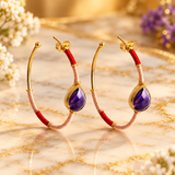 Amethyst Threaded hoop earring