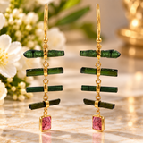 Free form Green tourmaline with pink tourmaline at bottom