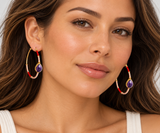 Amethyst Threaded hoop earring