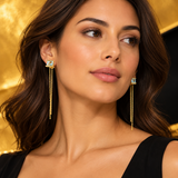 dangle blue topaz chain earrings