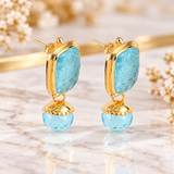 Aqua chalcedony hand Carved stone earrings