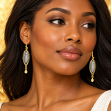Black rutilated quartz 2-tone earring