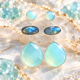 Aqua chalcedony and Labradorite drop earring