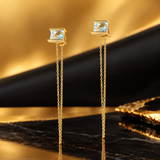 dangle blue topaz chain earrings