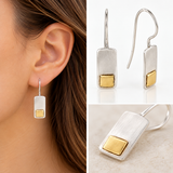 two tone rectangular earring