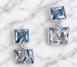 "Two Squares" black rutilated qtz earring