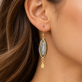 Black rutilated quartz 2-tone earring