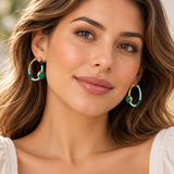 Threaded green onyx hoop earrings
