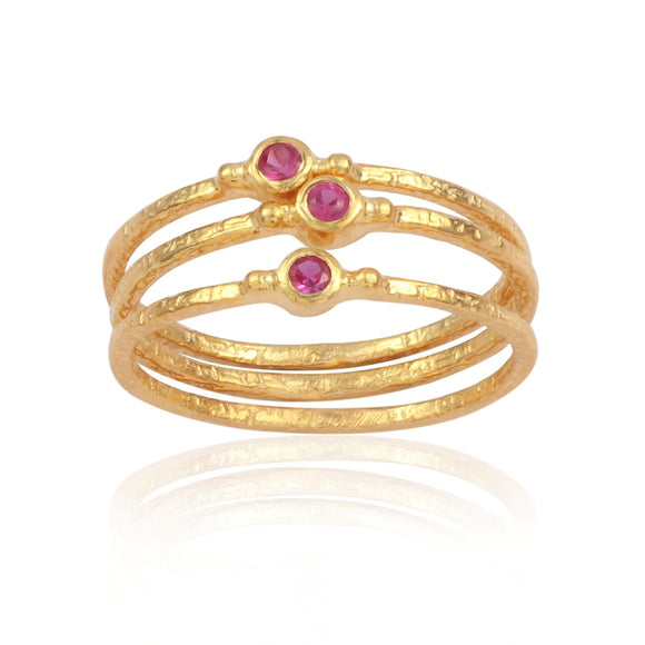 Stackable pink tourmaline rings (set of 3)