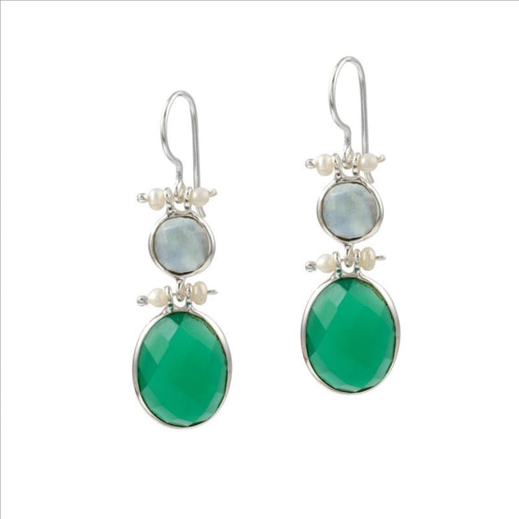 Dual stone earrings with mini pearls