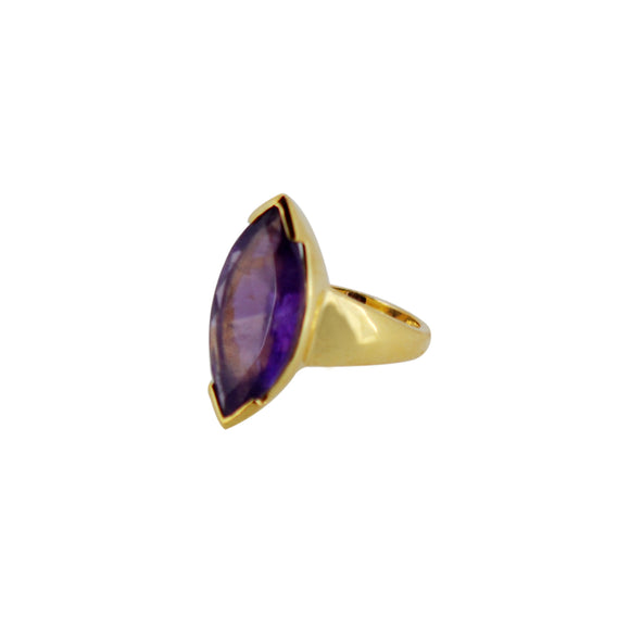 amethyst marquee shaped ring (silver finish)