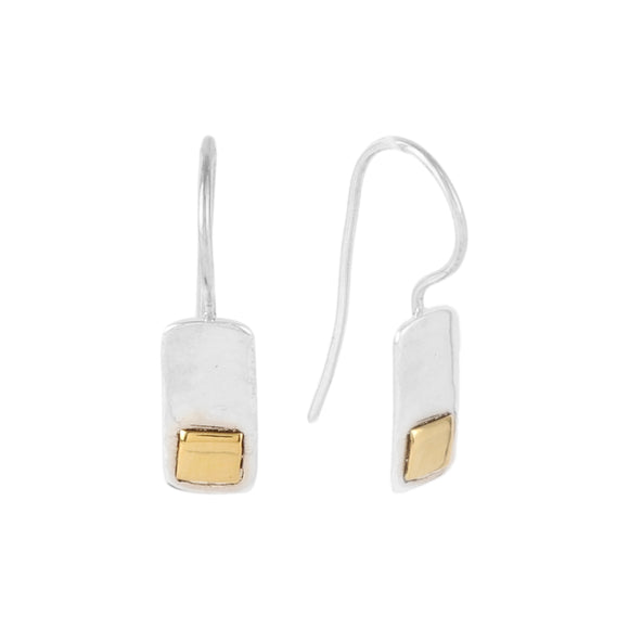 dual tone rectangular earring