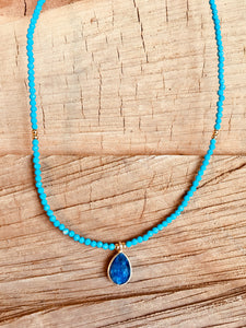 Turquoise with Blue Sapphire pendant