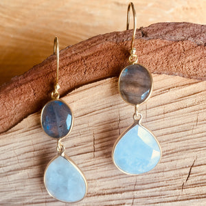 "Double drop" with Labradorite and Rainbow moonstone